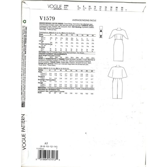 Vogue V1579 Misses 6 to 14 Designer Badgley Mischka Dress UNCUT Sewing Pattern - Picture 2 of 2